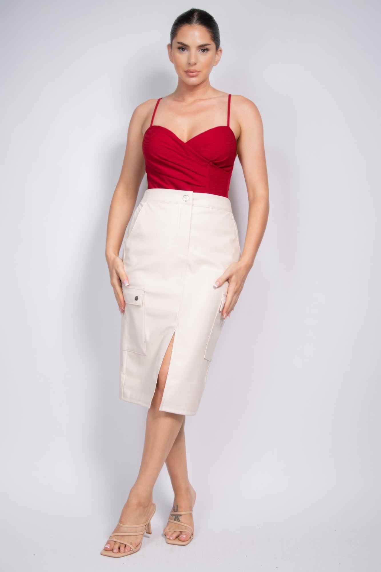 Faux Leather High-rise Cargo Skirt JoySkyBoutique