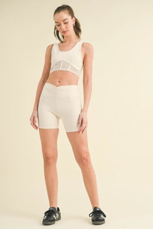 Ruched Waist Biker Shorts JoySkyBoutique