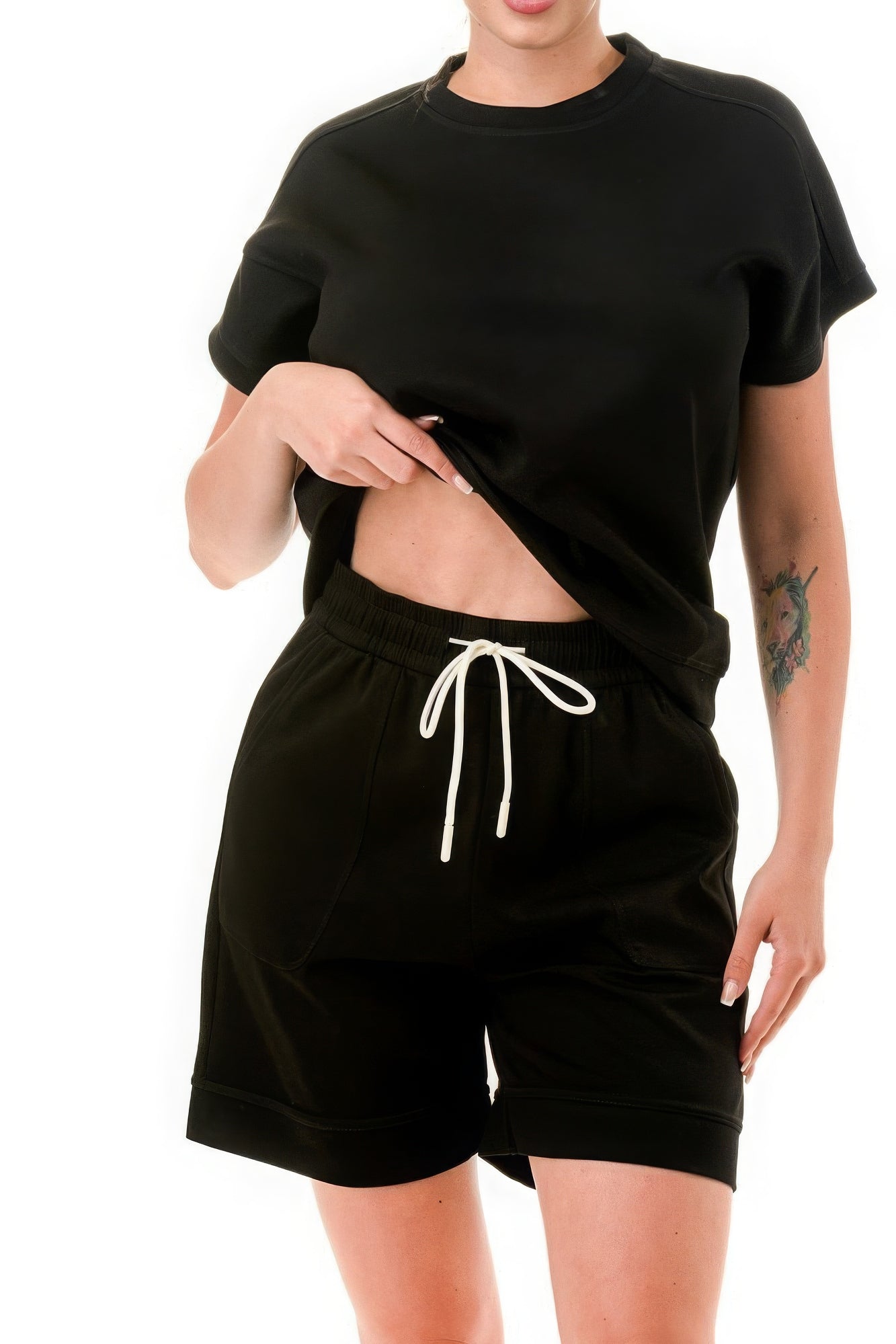 Air Cotton Monochrome Tee And Shorts Set JoySkyBoutique