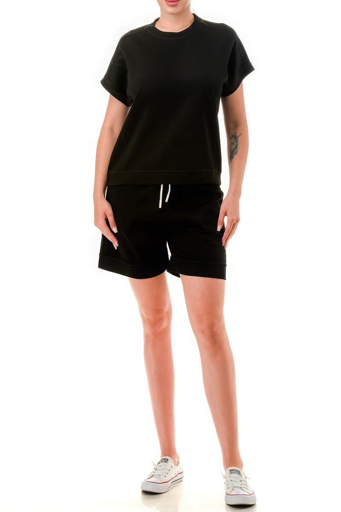 Air Cotton Monochrome Tee And Shorts Set JoySkyBoutique