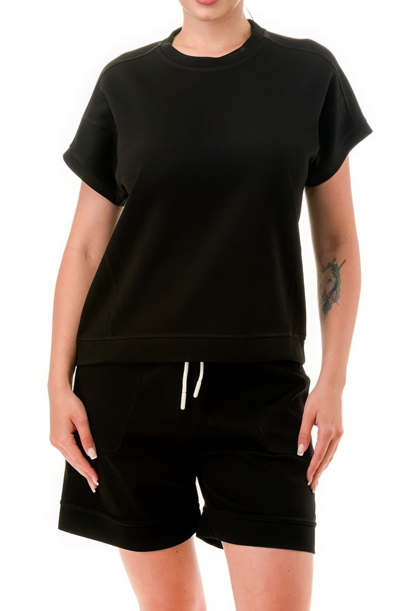 Air Cotton Monochrome Tee And Shorts Set JoySkyBoutique