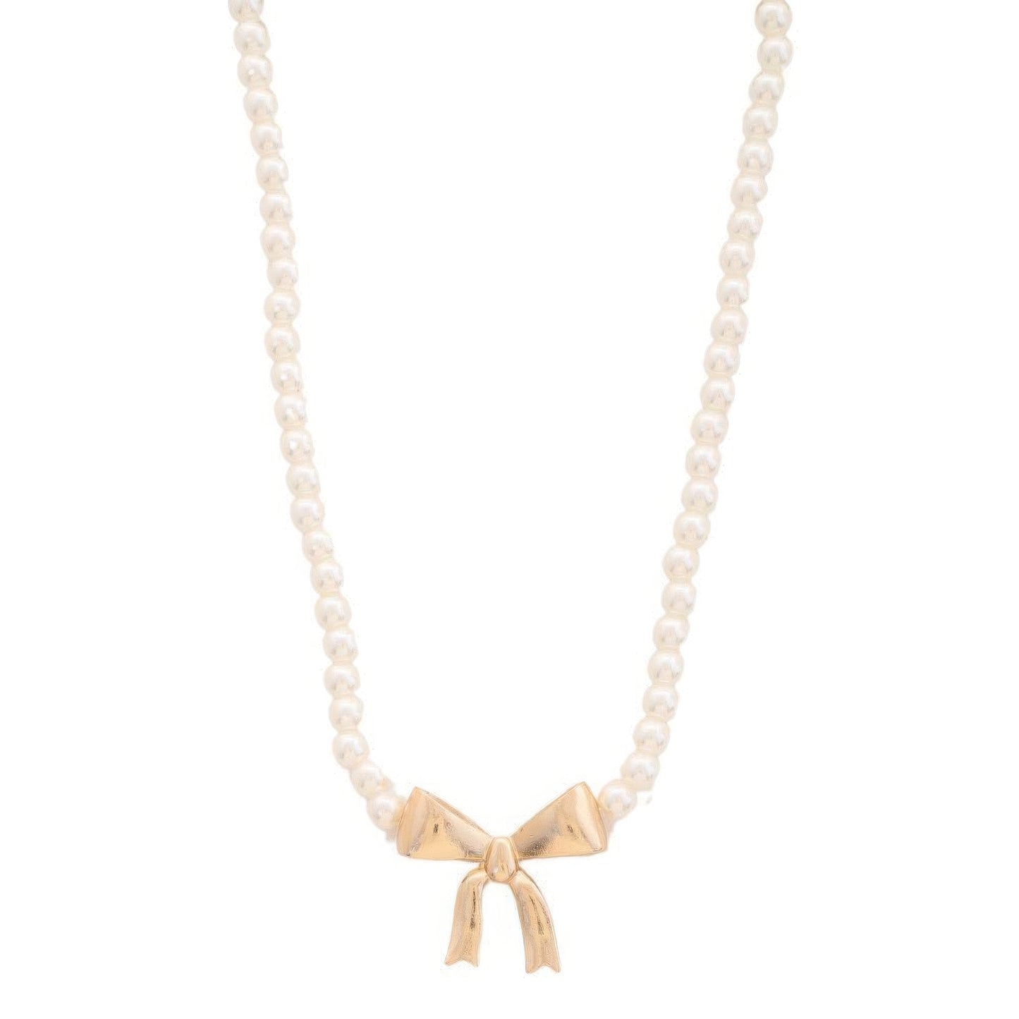 Pearl Ribbon Bow Pendant Necklace JoySkyBoutique