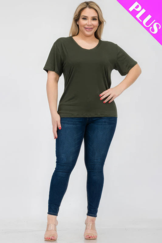 Plus Size Basic Short Sleeve T-shirt JoySkyBoutique