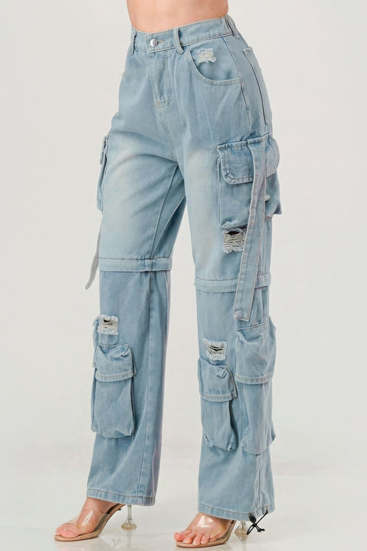 Denim Cargo Jeans JoySkyBoutique