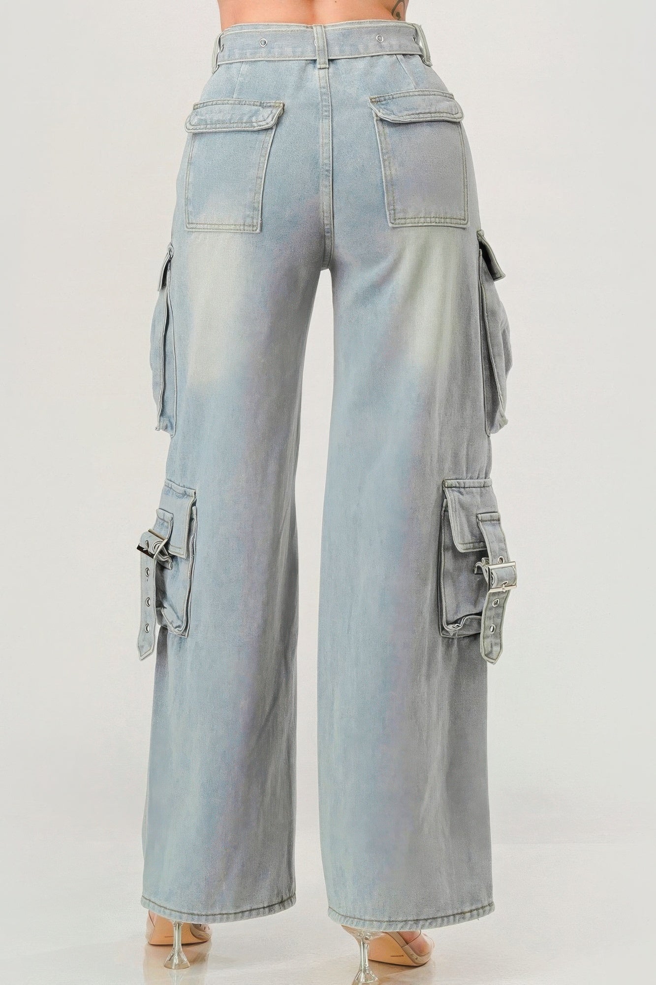 Belted Denim Cargo Jean JoySkyBoutique