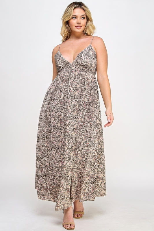 Floral Maxi Dress With Tie Back JoySkyBoutique