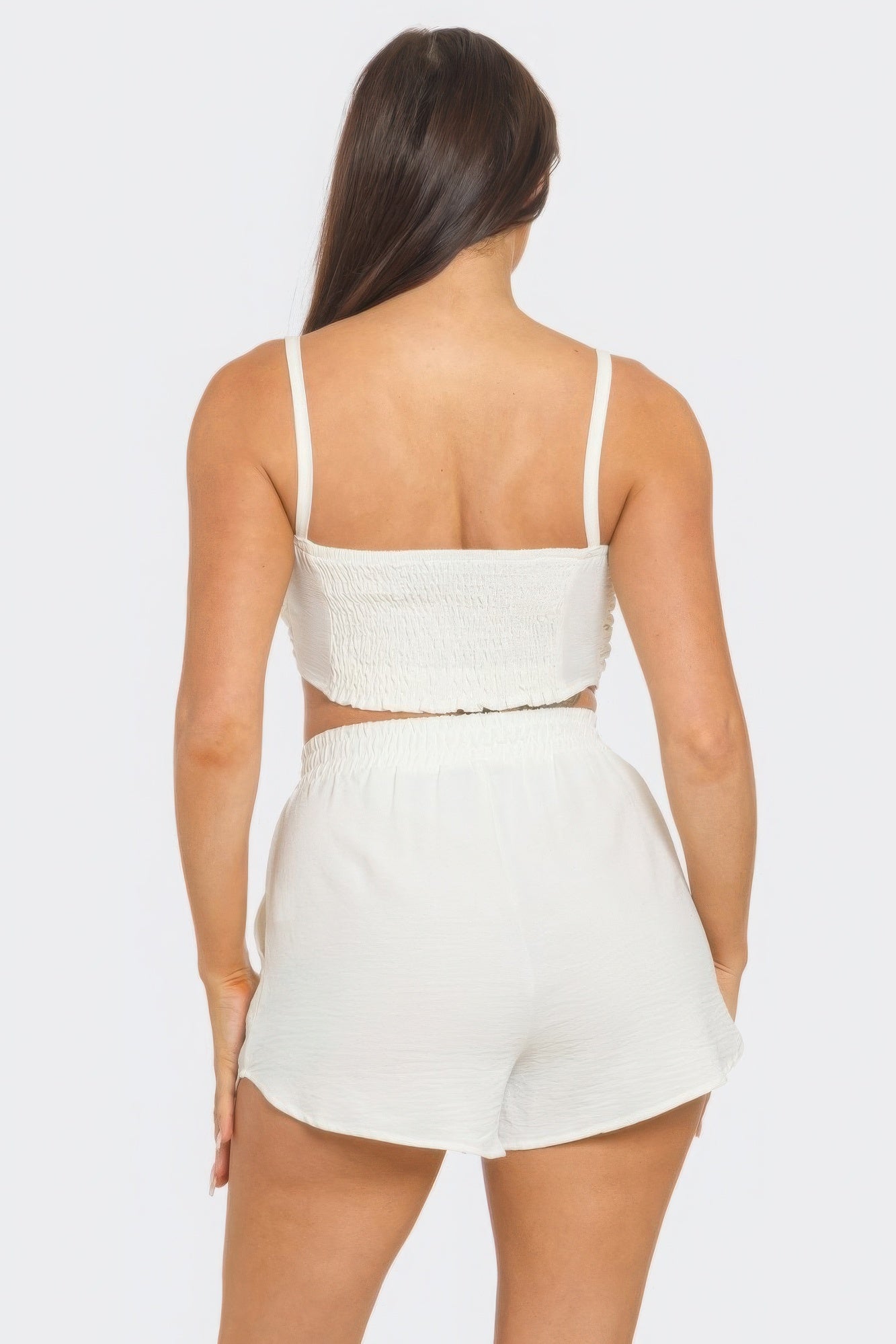 Front Oversized Bow Twisted Tie Top And Shorts Set JoySkyBoutique