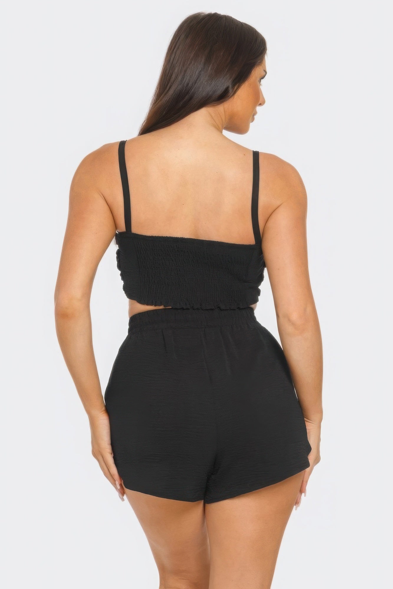 Front Oversized Bow Twisted Tie Top And Shorts Set JoySkyBoutique