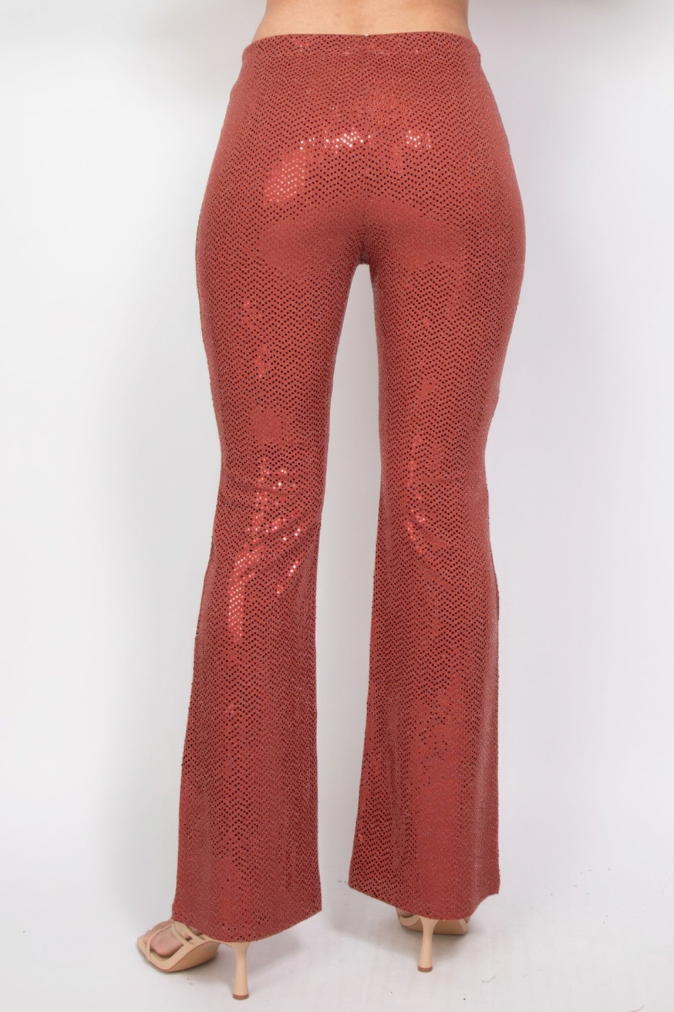 Sequined Fit & Flare Midrise Pants JoySkyBoutique