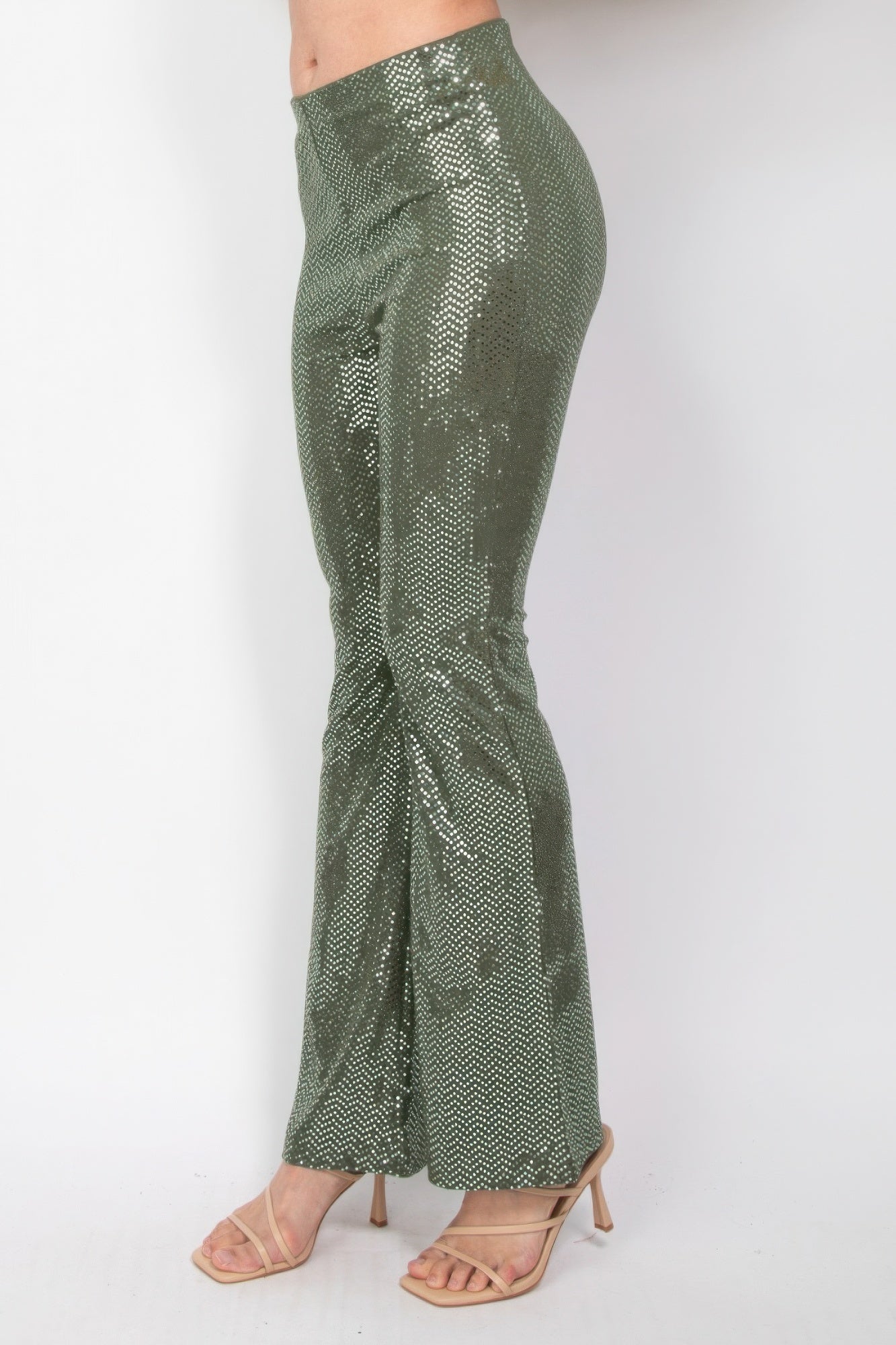 Sequined Fit & Flare Midrise Pants JoySkyBoutique