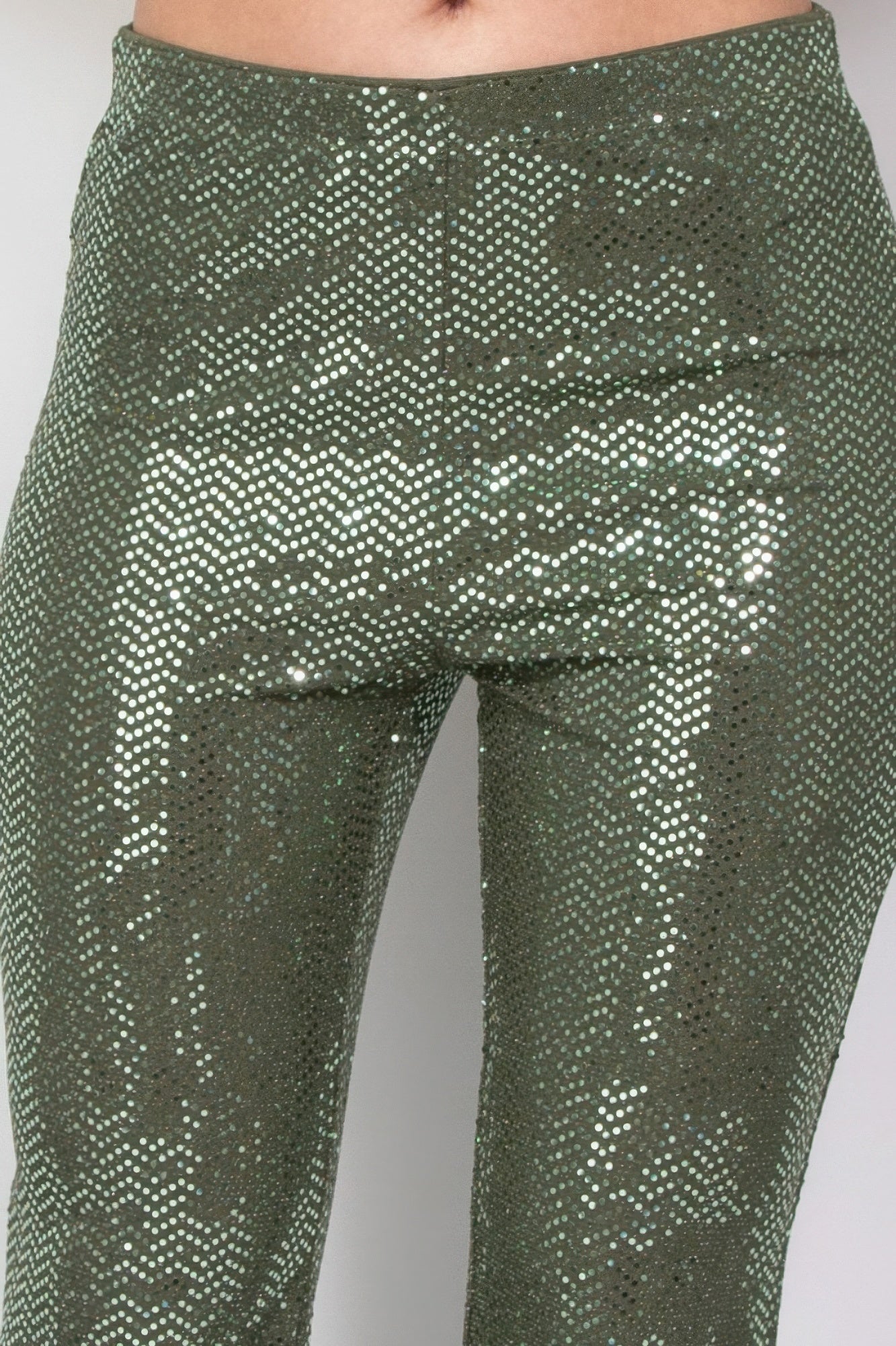 Sequined Fit & Flare Midrise Pants JoySkyBoutique