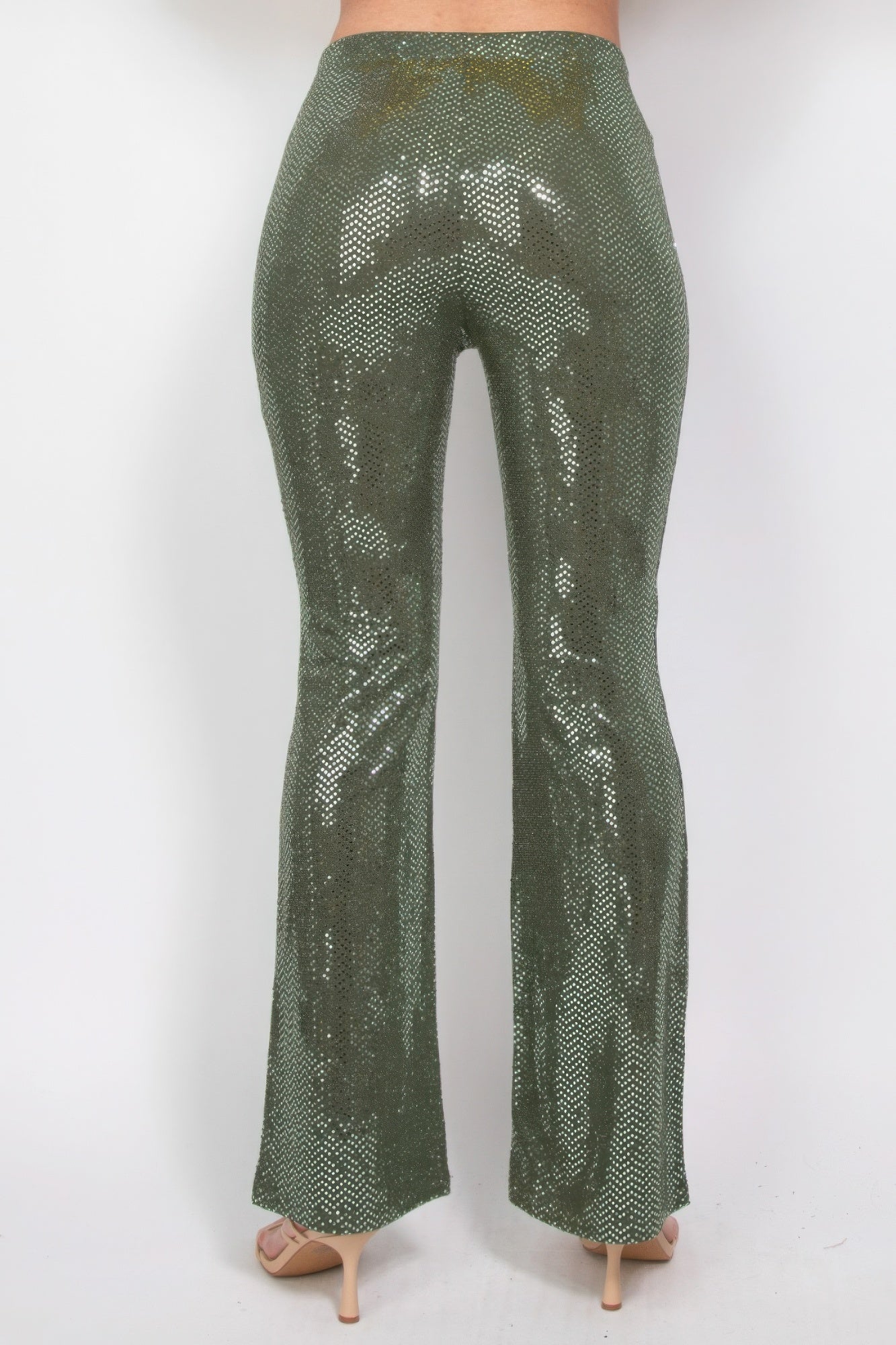 Sequined Fit & Flare Midrise Pants JoySkyBoutique