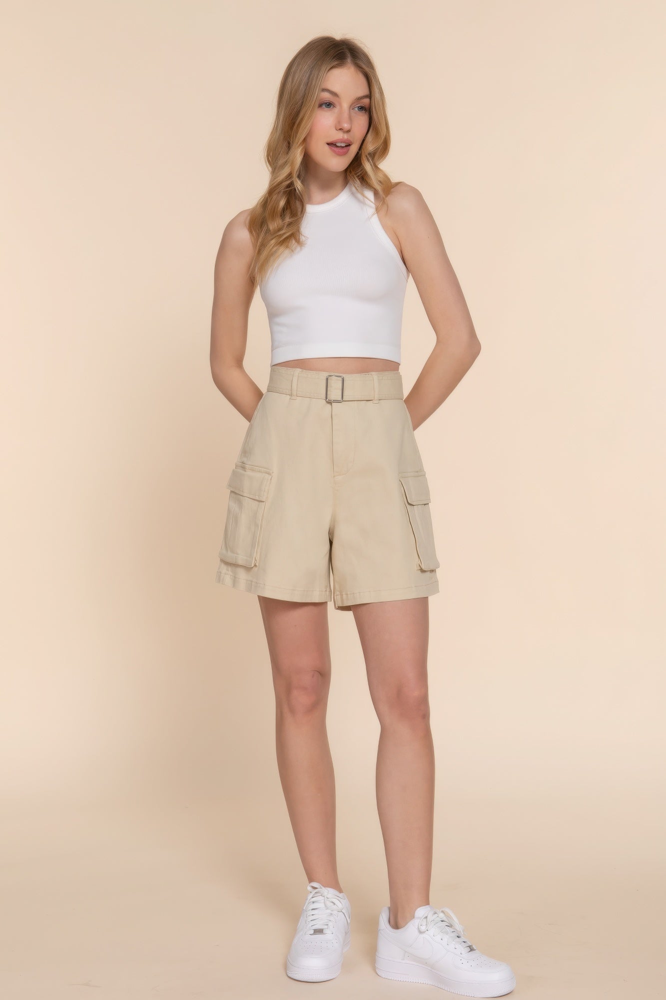 Belted Cargo Shorts JoySkyBoutique