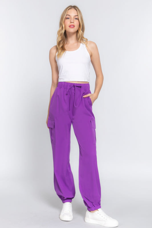 Light Weight Stretch Woven Cargo Jogger Pants JoySkyBoutique
