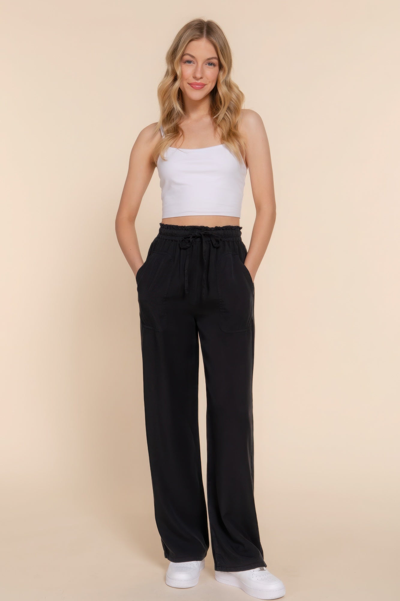 Elastic Waist Tencel Long Pants JoySkyBoutique