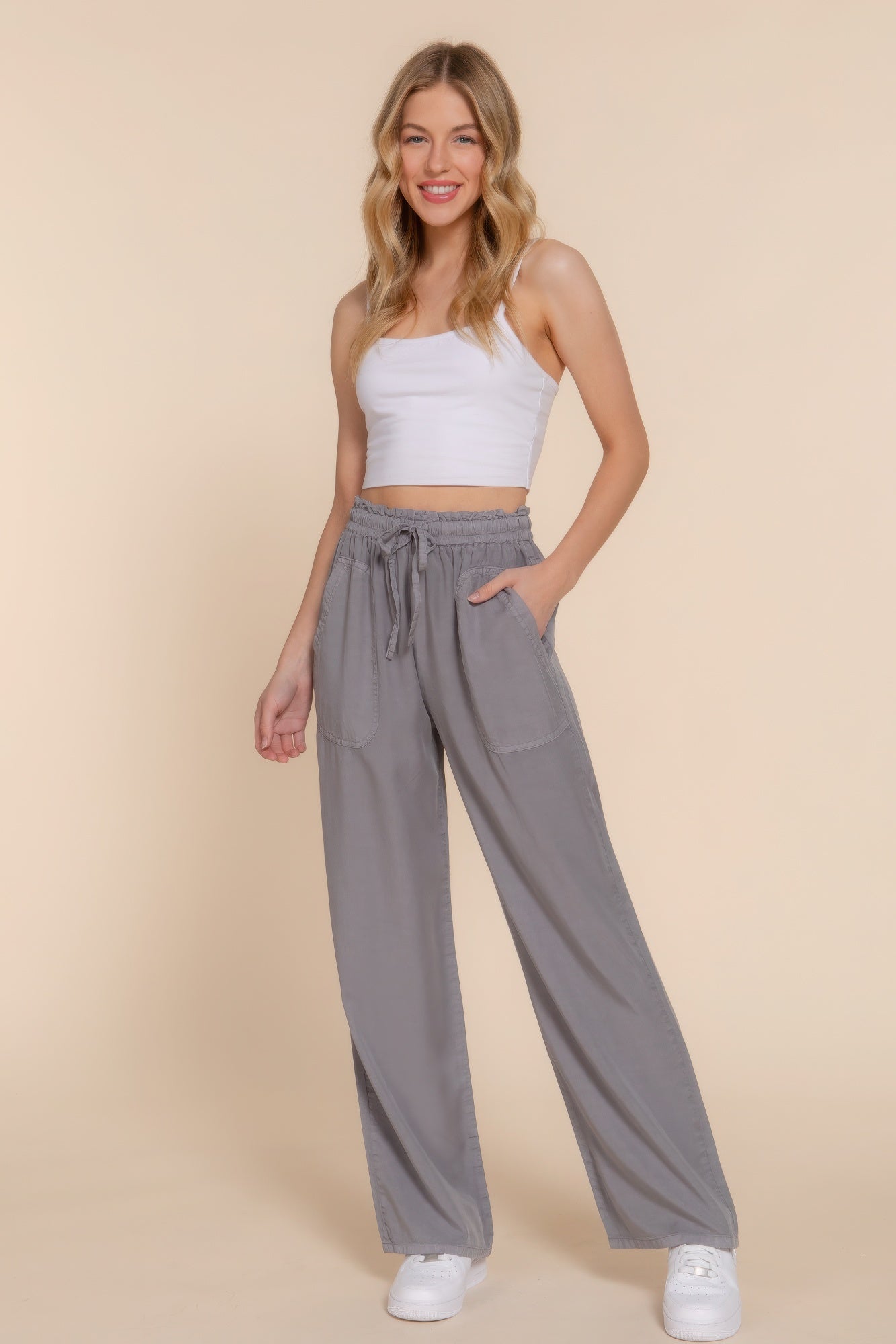 Elastic Waist Tencel Long Pants JoySkyBoutique