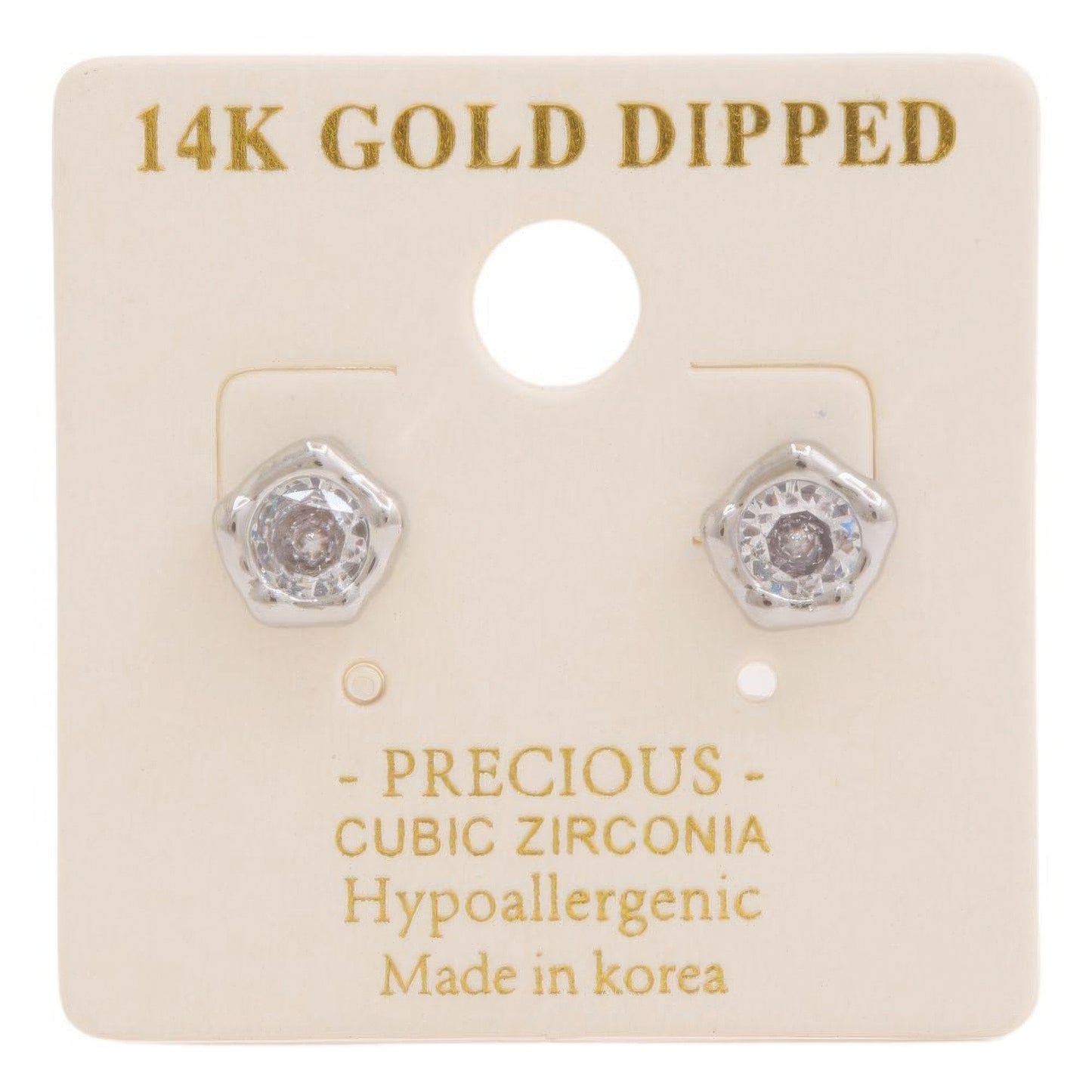 14k Gold Dipped Cz Stone Stud Earring JoySkyBoutique