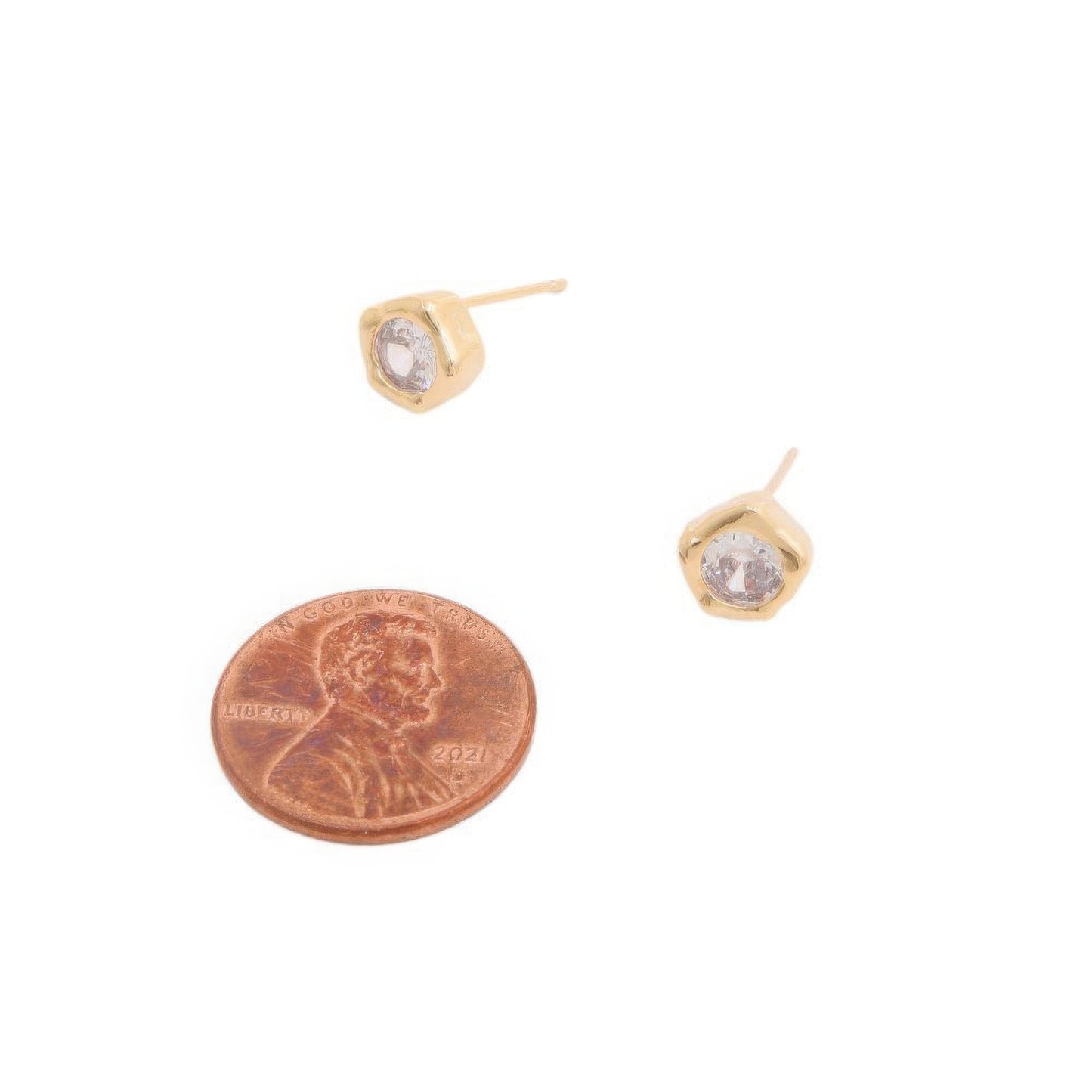 14k Gold Dipped Cz Stone Stud Earring JoySkyBoutique