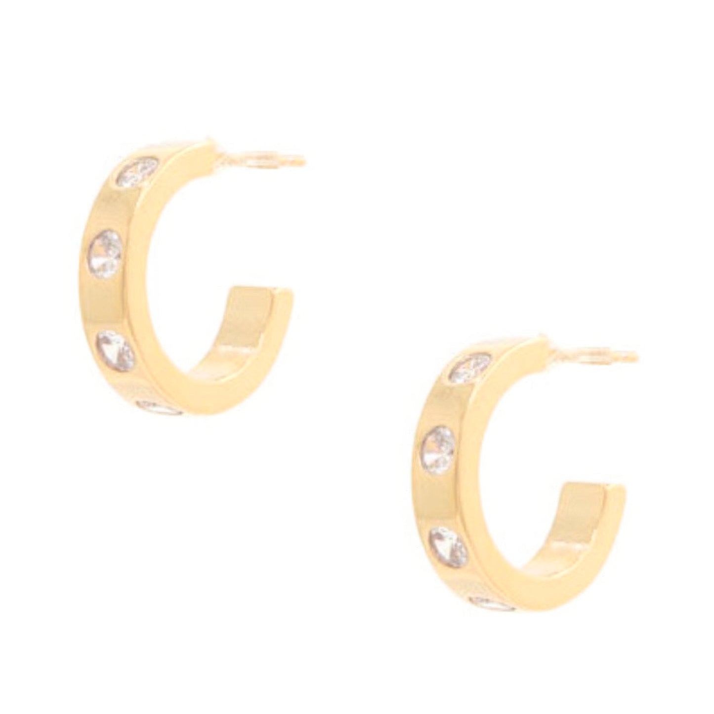 14k Rhinestone Hoop Gold Dipped Earring JoySkyBoutique