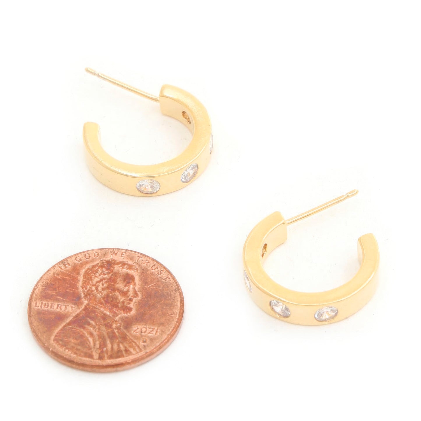 14k Rhinestone Hoop Gold Dipped Earring JoySkyBoutique