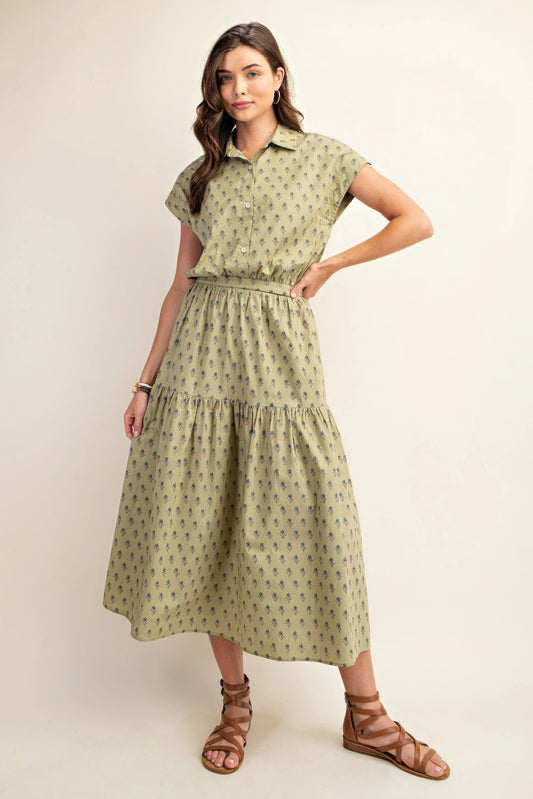 Printed tired midi skirt JoySkyBoutique