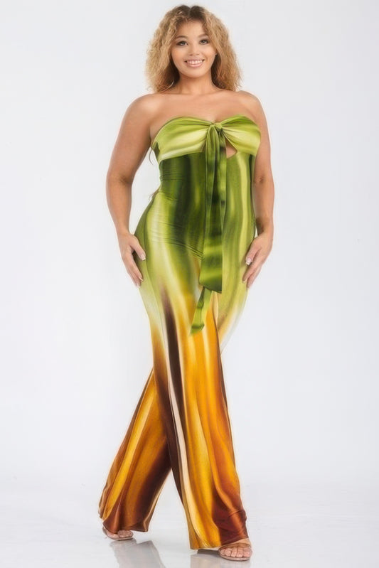 Plus print off shoulder jumpsuit JoySkyBoutique