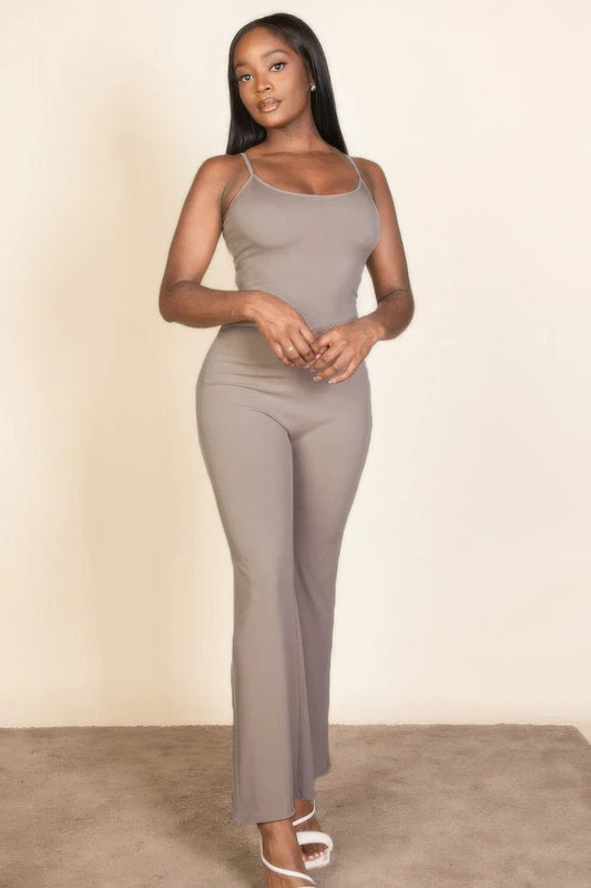 Ribbed sleeveless wide leg jumpsuit JoySkyBoutique