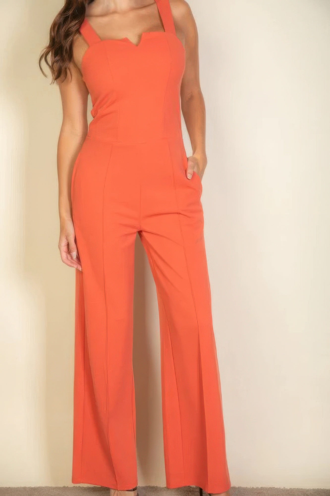 Notched neck cami jumpsuit JoySkyBoutique