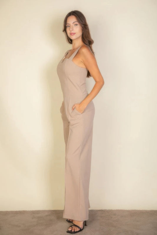 Notched neck cami jumpsuit JoySkyBoutique