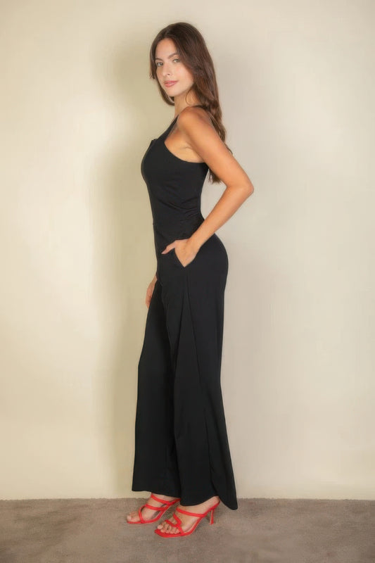 Notched neck cami jumpsuit JoySkyBoutique