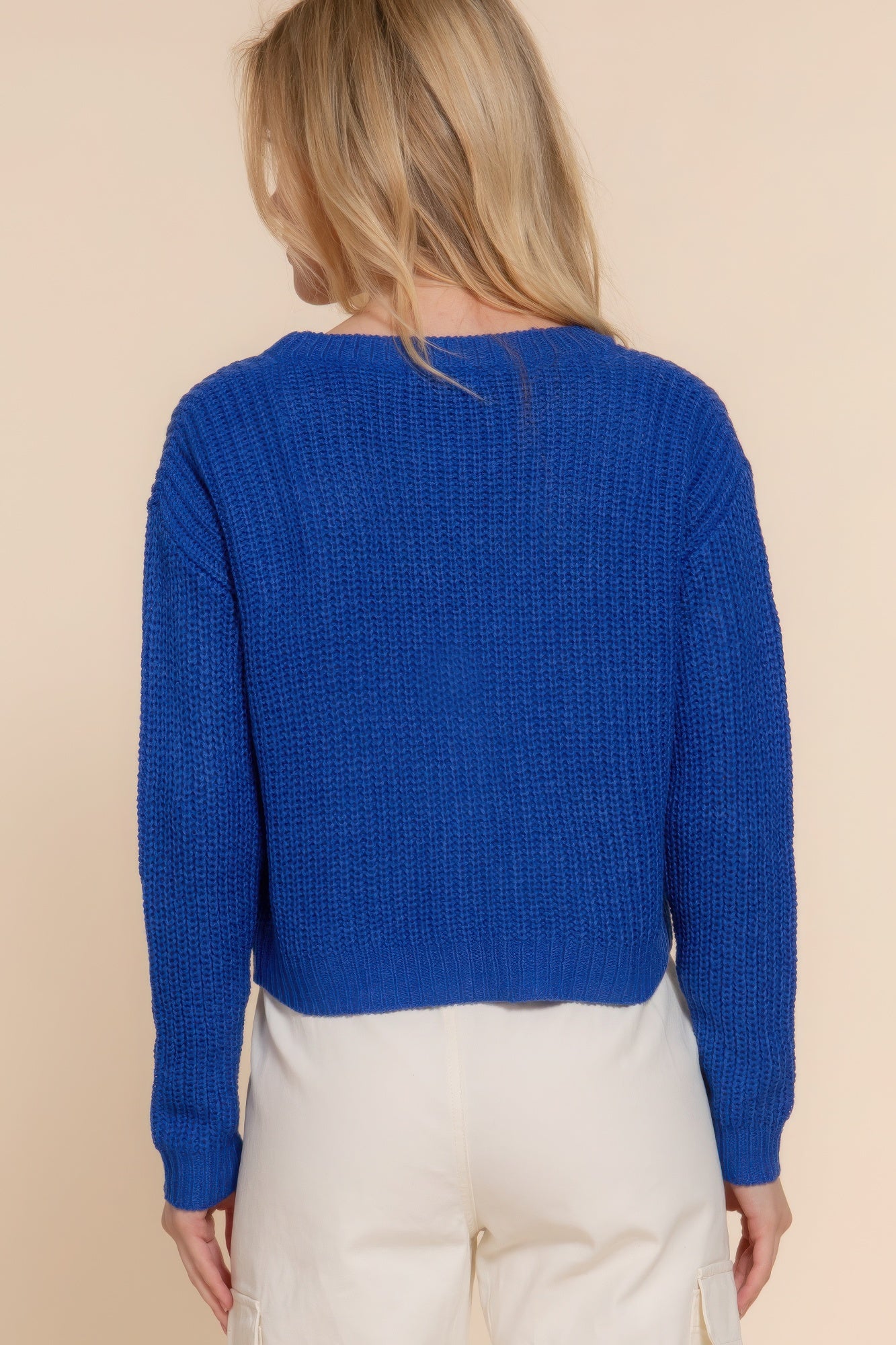 Long slv v-neck sweater cardigan JoySkyBoutique