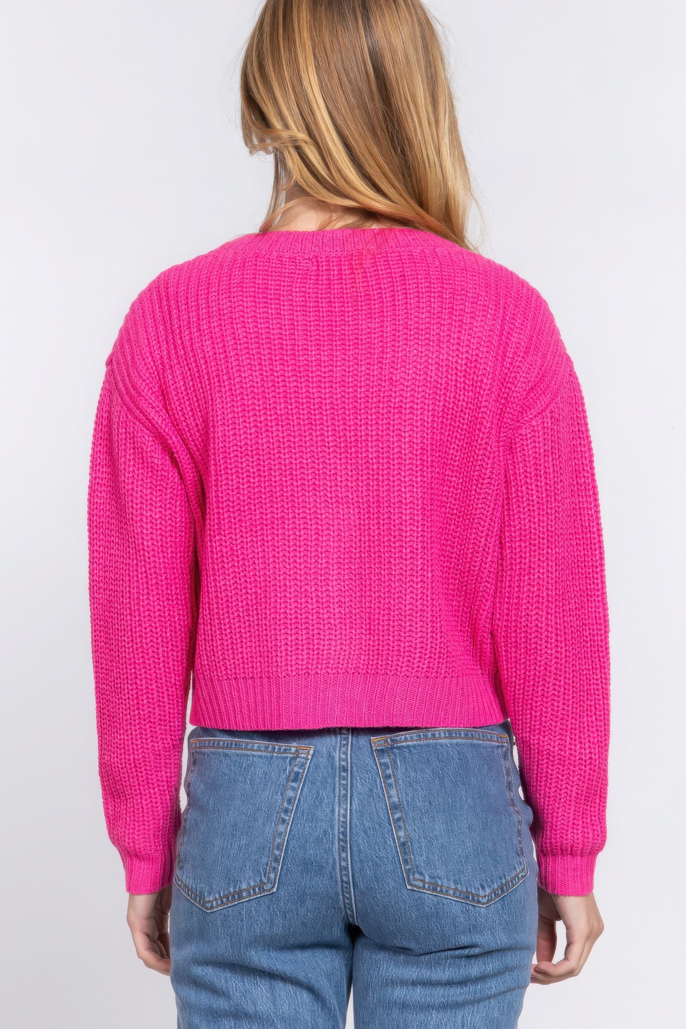 Long slv v-neck sweater cardigan JoySkyBoutique