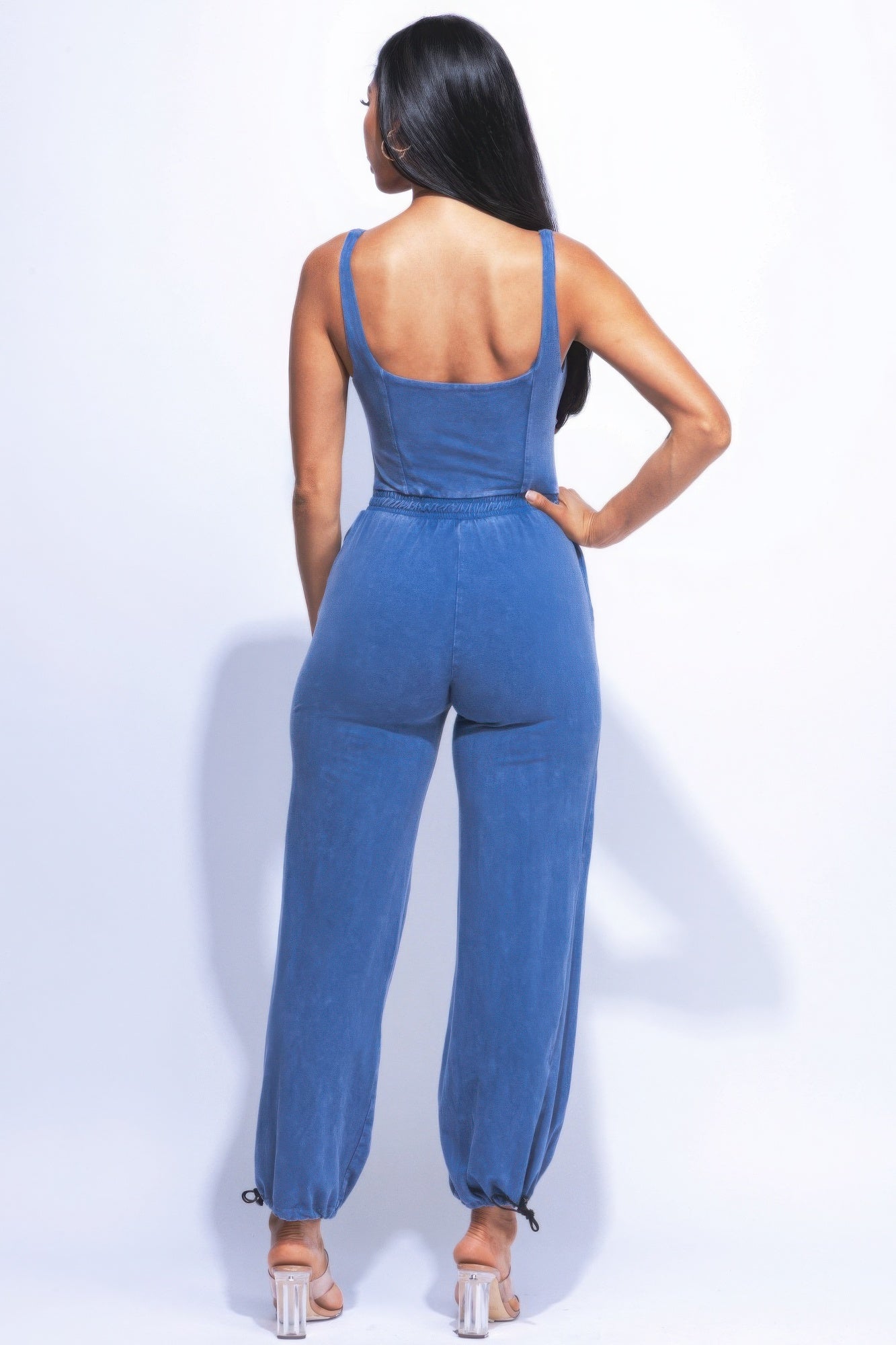 Washed Jumpsuit With Adjustable Ankle JoySkyBoutique