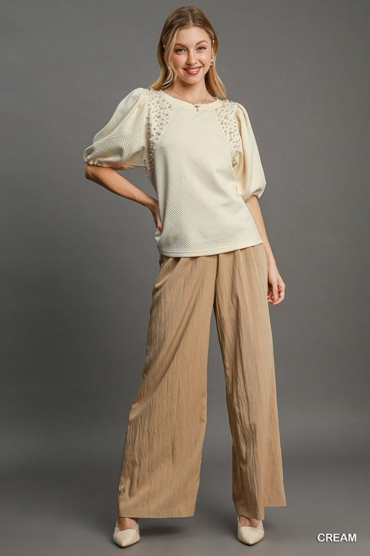 Puff Sleeve Knit Top JoySkyBoutique