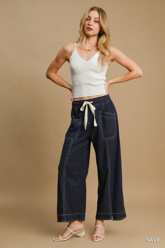Wide Leg Pull On Pants JoySkyBoutique