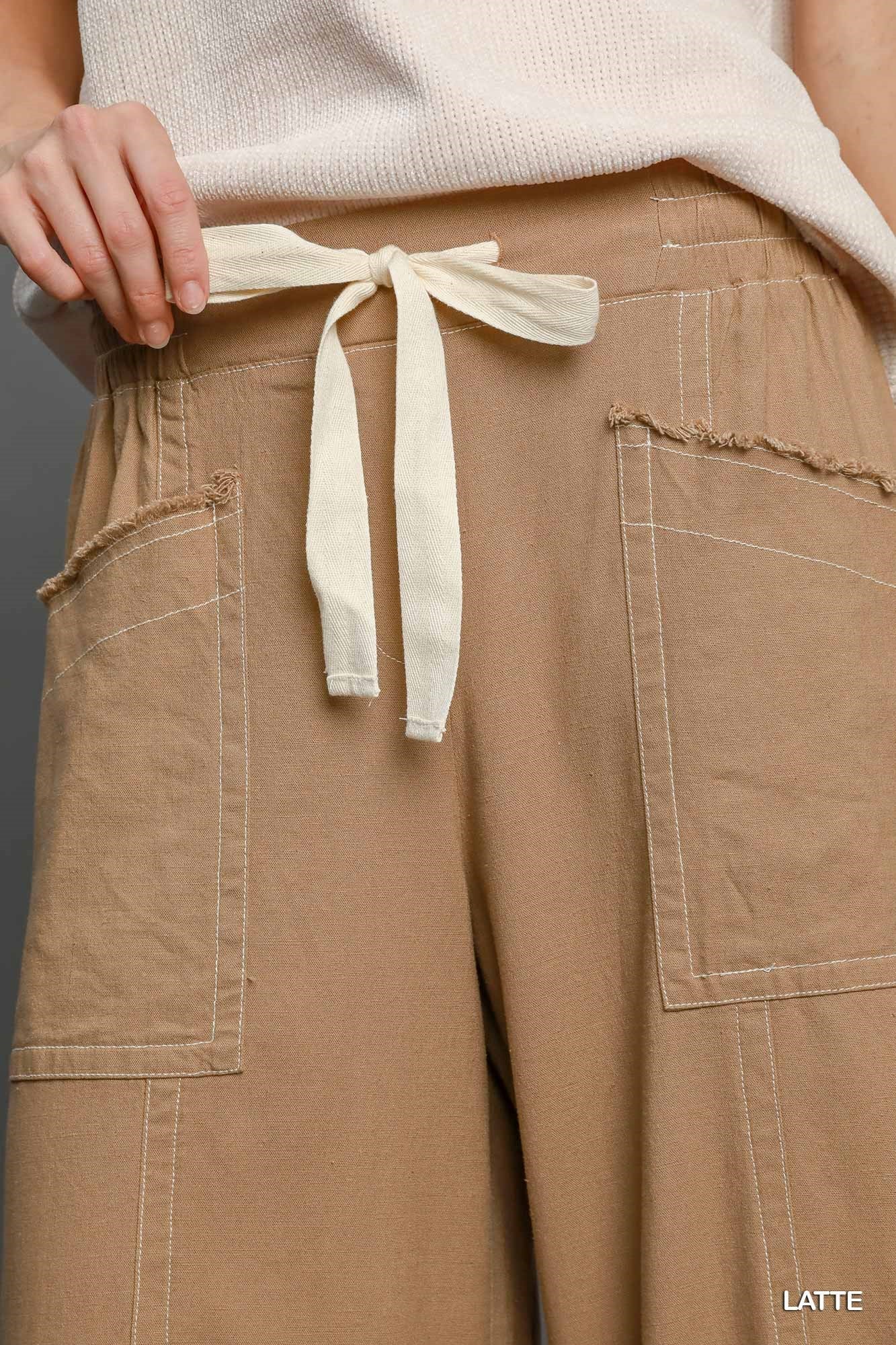Wide Leg Pull On Pants JoySkyBoutique