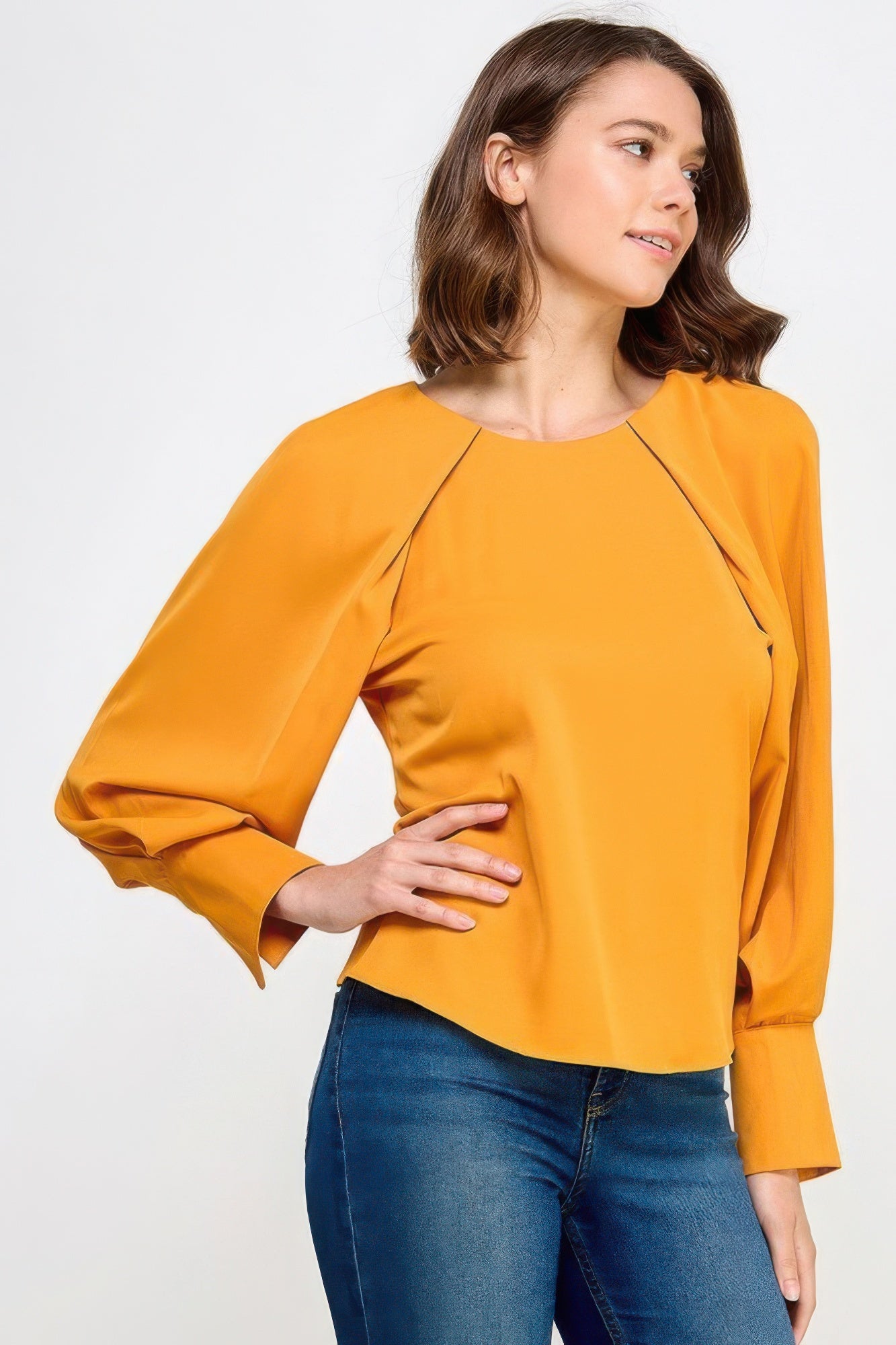 Raglan Long Sleeve Top With Back Neck Tie JoySkyBoutique