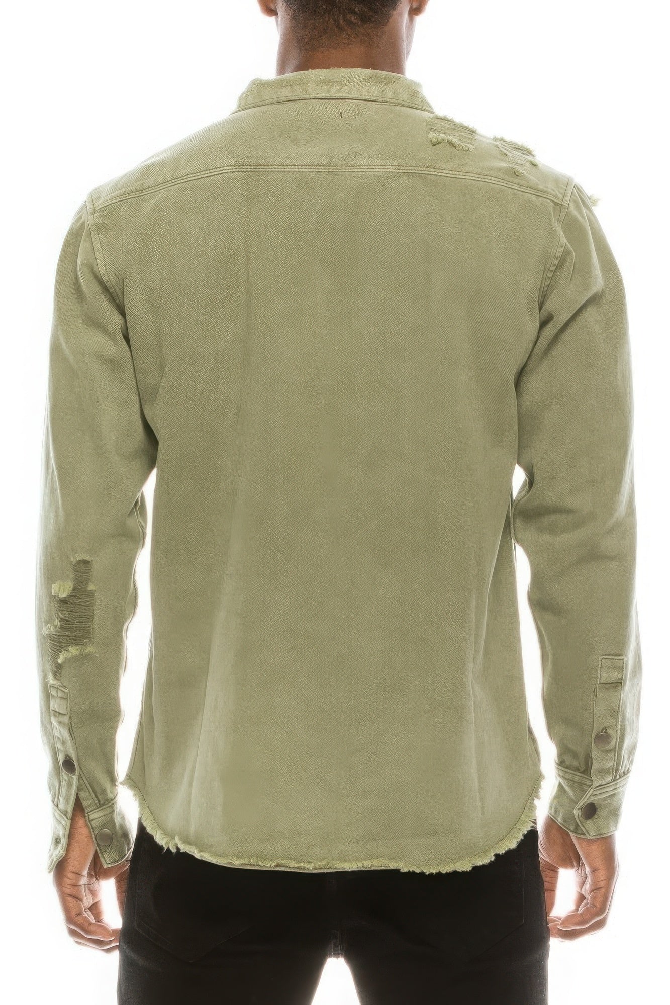 Men's Ripped Denim Overshirt JoySkyBoutique