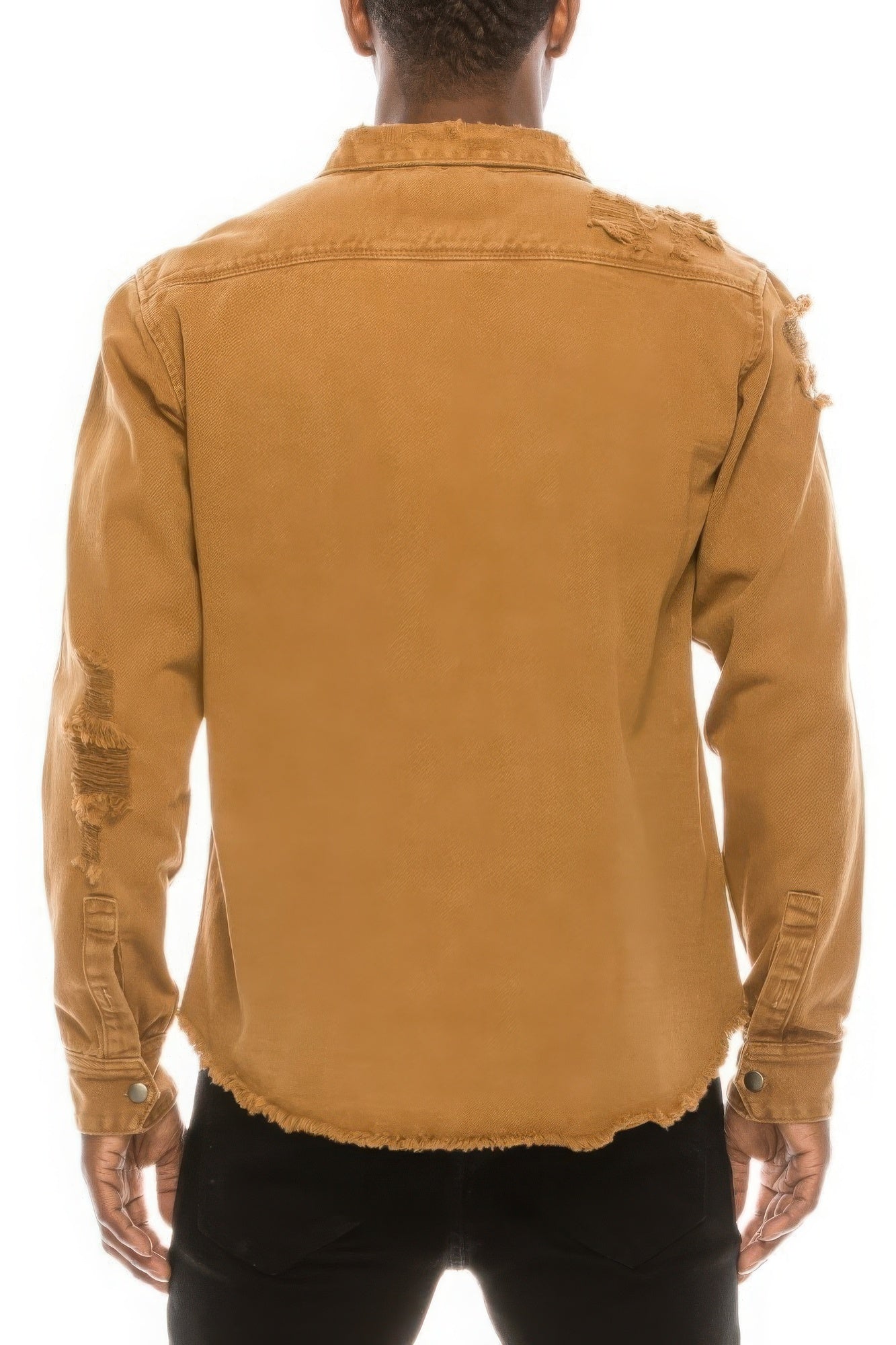 Men's Ripped Denim Overshirt JoySkyBoutique