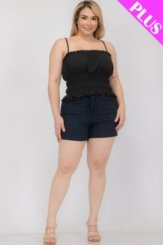 Plus Size Tiered Shirred Body Crop Top JoySkyBoutique
