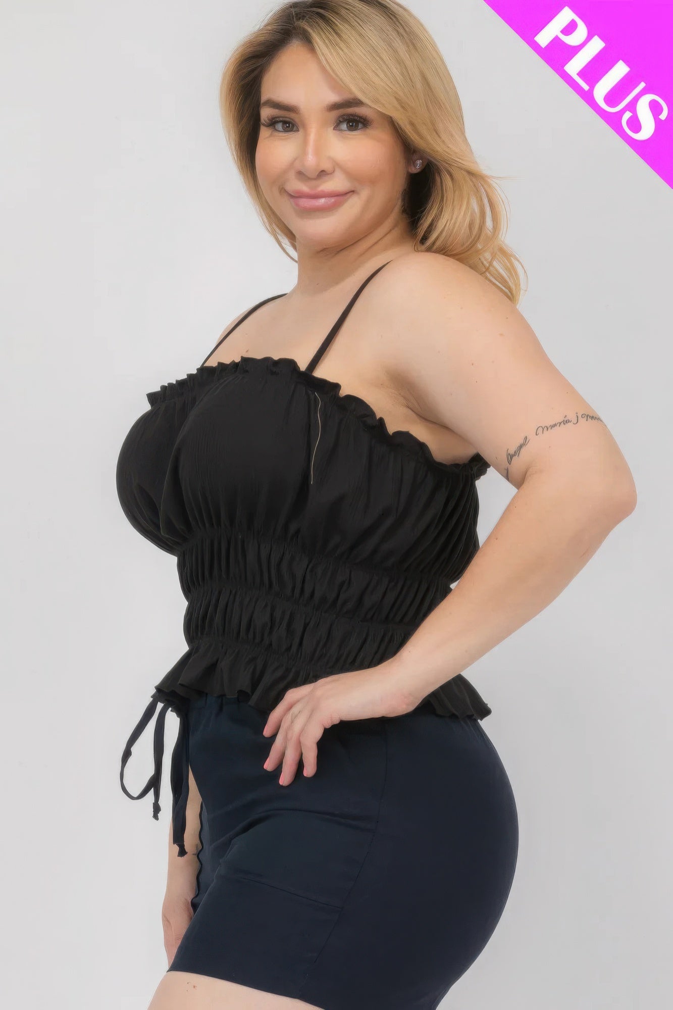Plus Size Tiered Shirred Body Crop Top JoySkyBoutique