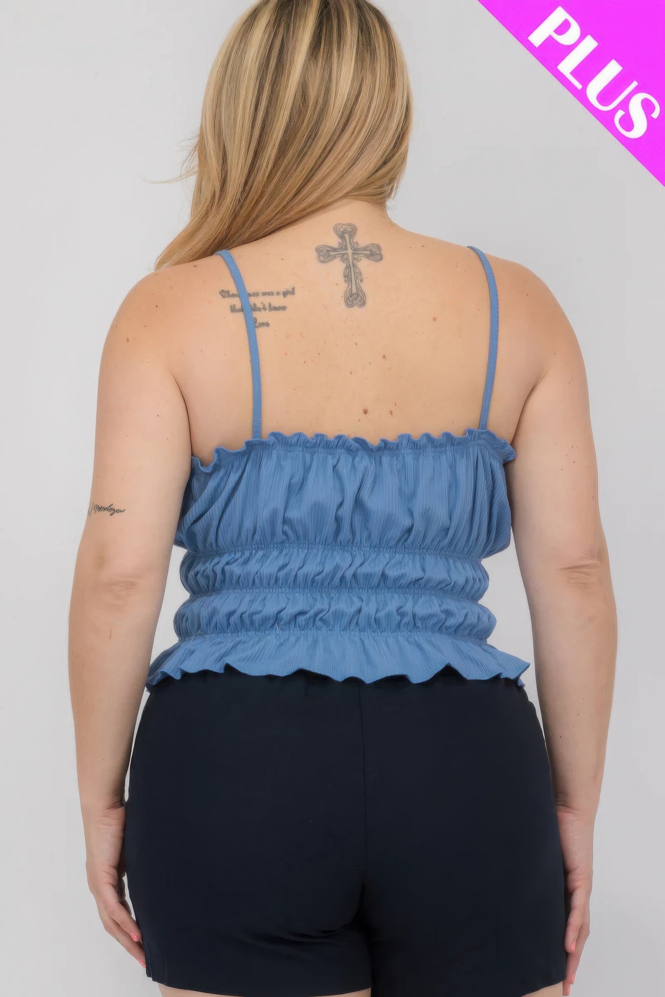 Plus Size Tiered Shirred Body Crop Top JoySkyBoutique