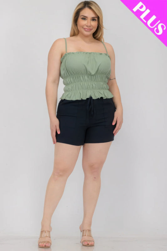 Plus Size Tiered Shirred Body Crop Top JoySkyBoutique