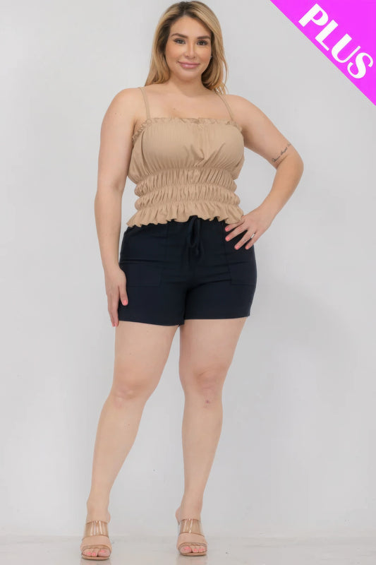 Plus Size Tiered Shirred Body Crop Top JoySkyBoutique