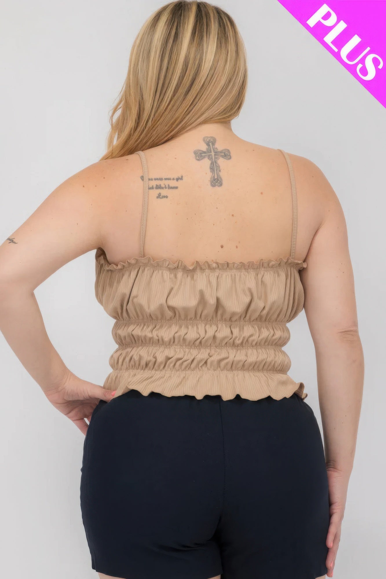 Plus Size Tiered Shirred Body Crop Top JoySkyBoutique