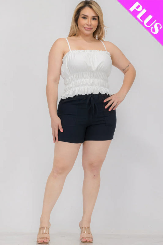 Plus Size Tiered Shirred Body Crop Top JoySkyBoutique