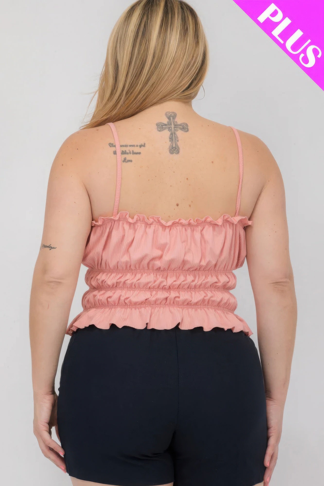 Plus Size Tiered Shirred Body Crop Top JoySkyBoutique
