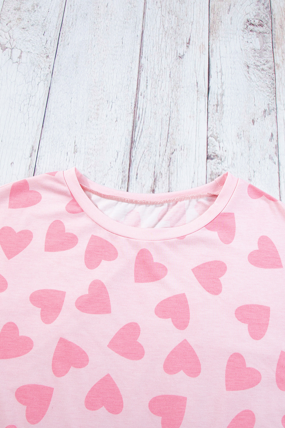 Heart Print Long Sleeve Top and Shorts Lounge Set Trendsi