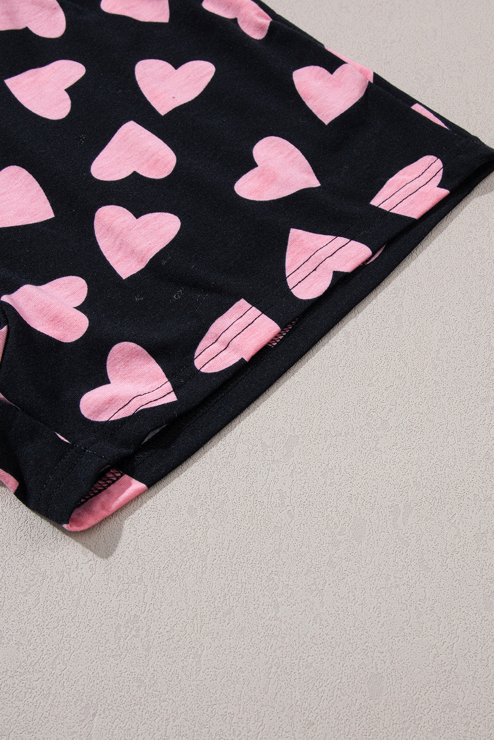 Heart Print Long Sleeve Top and Shorts Lounge Set Trendsi