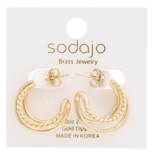 Double Hoop Rope Gold Dipped Earring JoySkyBoutique